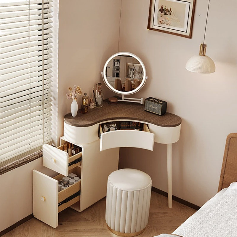 

cream wind wood Makeup vanity corner small integrated creativity makeup table save space tocador maquillaje Bedroom furniture