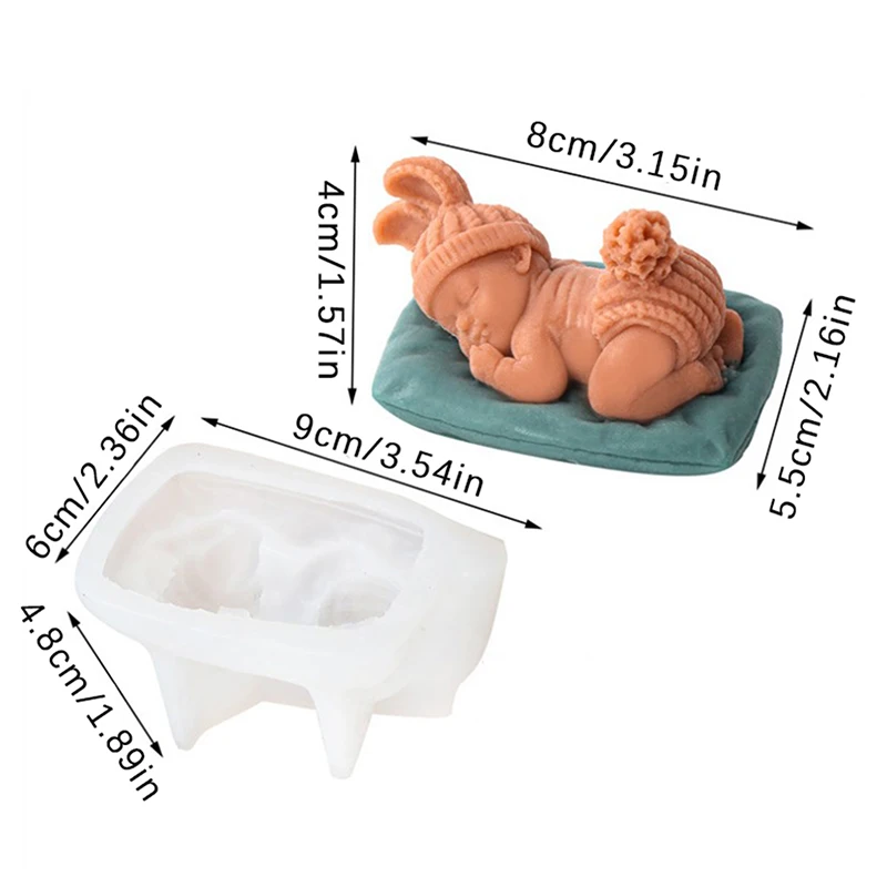 3D Baby Sleeping Shape Silicone Mold Kitchen DIY Fondant Cake Baking Chocolate Mold Handmade Soap Candle Plaster Resin Clay Tool