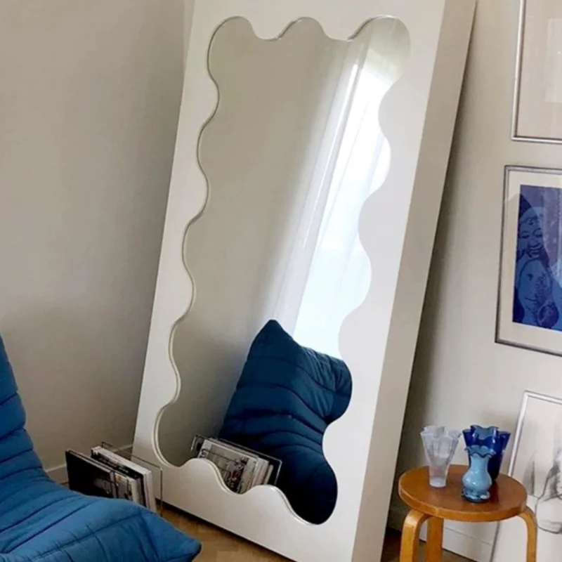 Wave fitting mirror Nordic creative Italian bedroom dressing clothing store floor fitting mirror full-length mirror