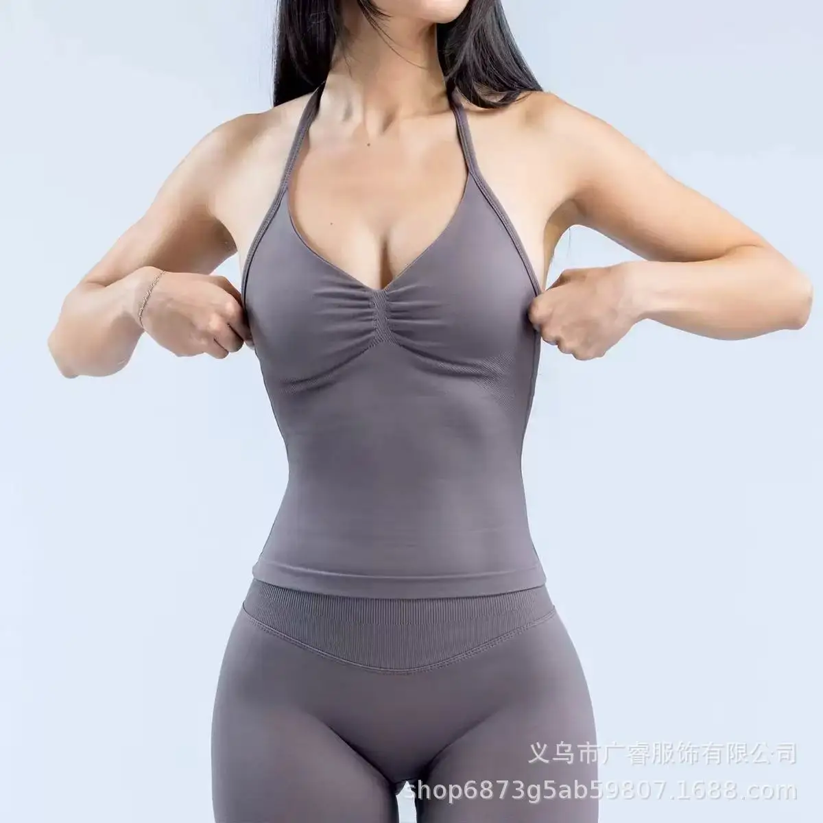 New sports yoga vest, quick-drying neck yoga top, fitness top with chest pad and beautiful back wholesale for women