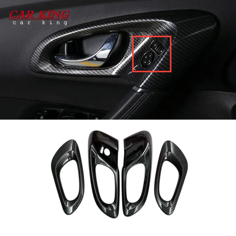 

For Renault Kadjar 2015 2016 2017-2019 Car Styling Cover Protect Stick Trim Carbon Fibre Car Door Inner Built Handle Bowl 4pcs