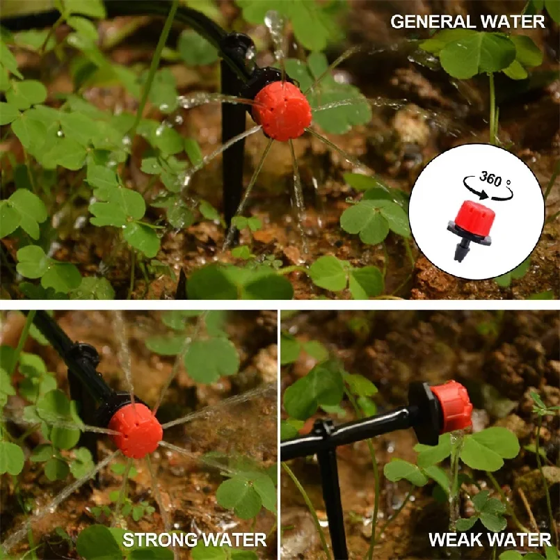 100PCS Adjustable Dripper for 4/7mm Garden Irrigation Hose Watering Sprinkler Emitter 0-80L/H for Yard Greenhouse