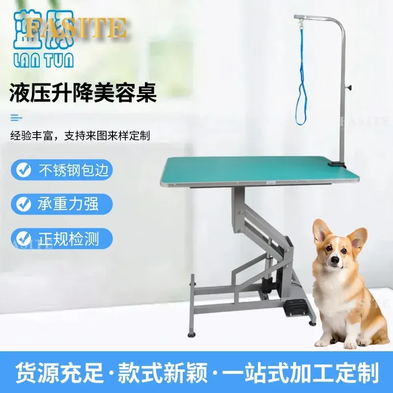 For Pet Grooming Table Hydraulic Lifting Folding Portable Cat Dog Trimming Blowing Station Heavy Duty Adjustable Height