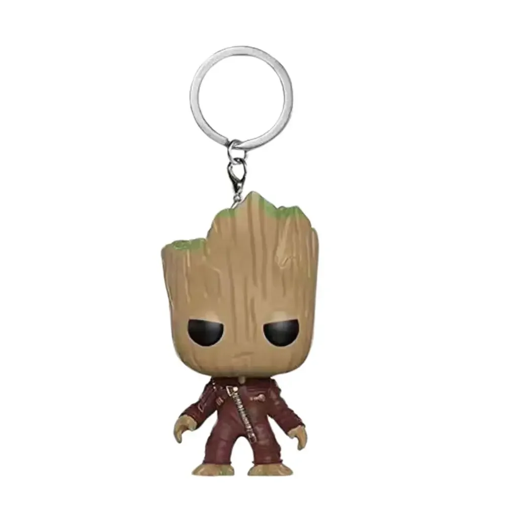 Keychains The Avengers Groot Rocket Spider-man Hulk Loki Thor Captain America Panther Pocket Keychain Model Toys Gift