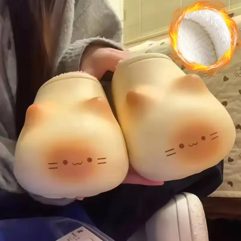 ultra-leve-dos-desenhos-animados-gato-chinelos-para-mulher-casa-a-prova-dwaterproof-agua-mules-sapatos-engracado-inverno-quente-inferior-gatos-patas-chinelo-kawaii-tamanco
