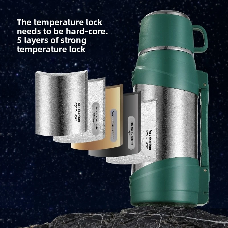 Pure Titanium Travel Thermos Kettle Large Capacity Vacuum Insulated Water Bottle Portable Outdoor Car Sports Warm Pot
