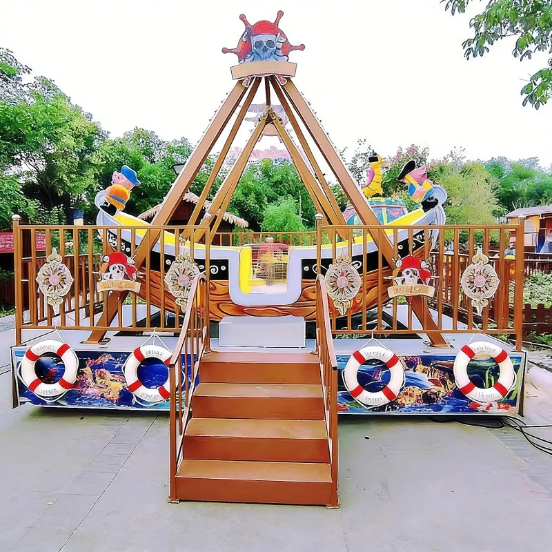 Mini Electric Pirate Ship, Kids Amusement Ride, Playground Equipment, Small Swing, CE Certified, Children's Outdoor Fun Toy