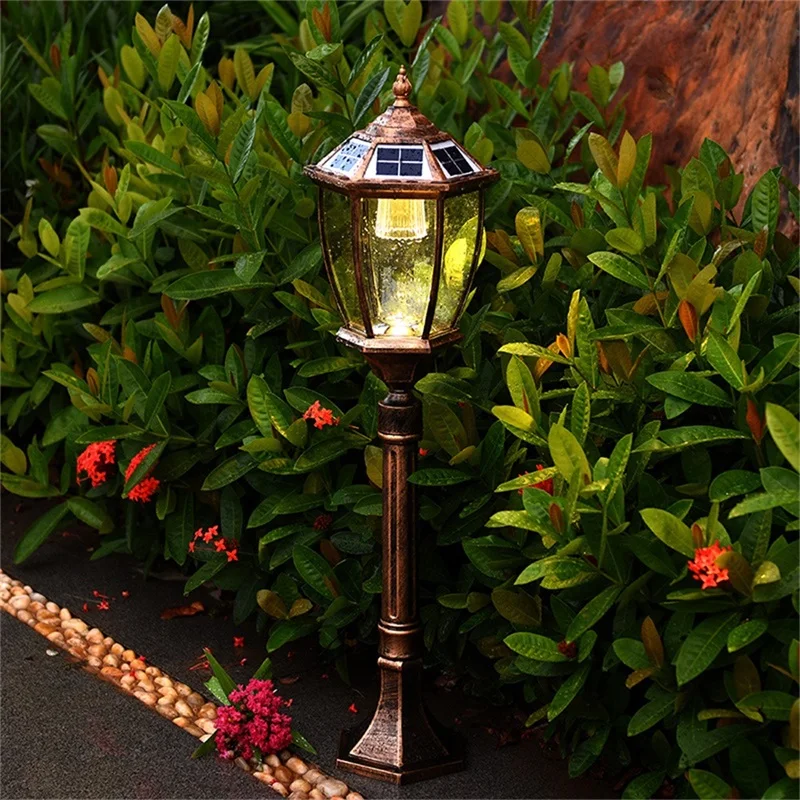 SOFITY Retro Outdoor Lawn Lights Solar Garden Lamp LED Waterproof Home Decorative for Path Courtyard