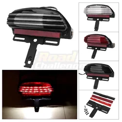 Motorcycle LED Tri-Bar Fender Tail Brake Light Light License Plate Bracket For Harley Dyna Fat Bob Softail 2006-2015