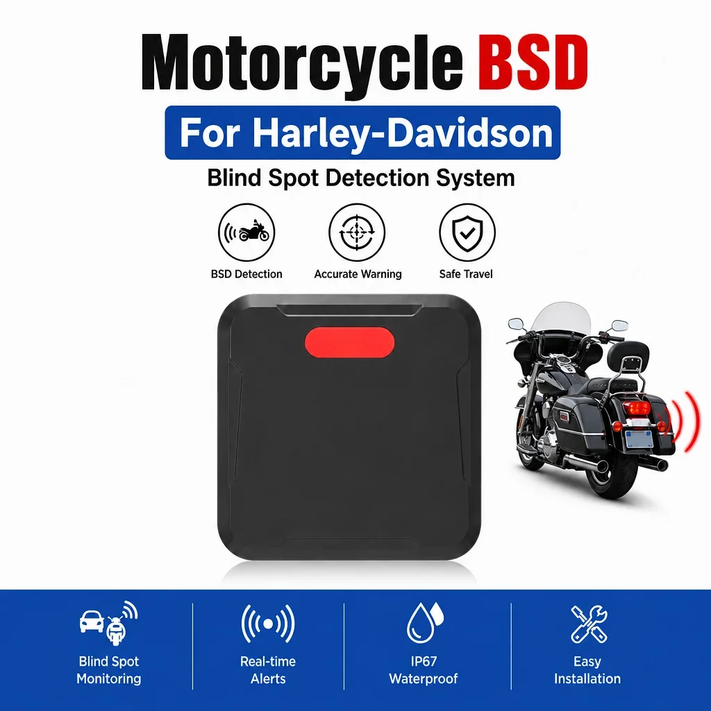 Motorcycle Blind Spot Radar, suitable for Harley-Davidson Road Glide, Road King, Night Train, Low Rider S and Fat Boy models