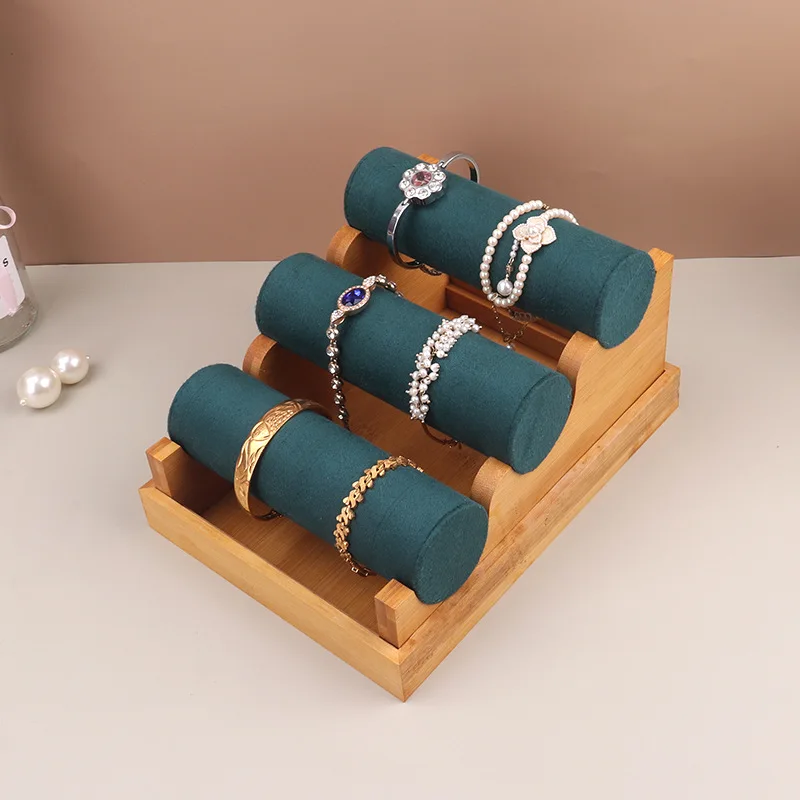 

3 Layers Bracelet Display Stand Jewelry Bamboo Base Organizer Jewelry Display Rack for Bangle Watch Jewelry Store Earrings