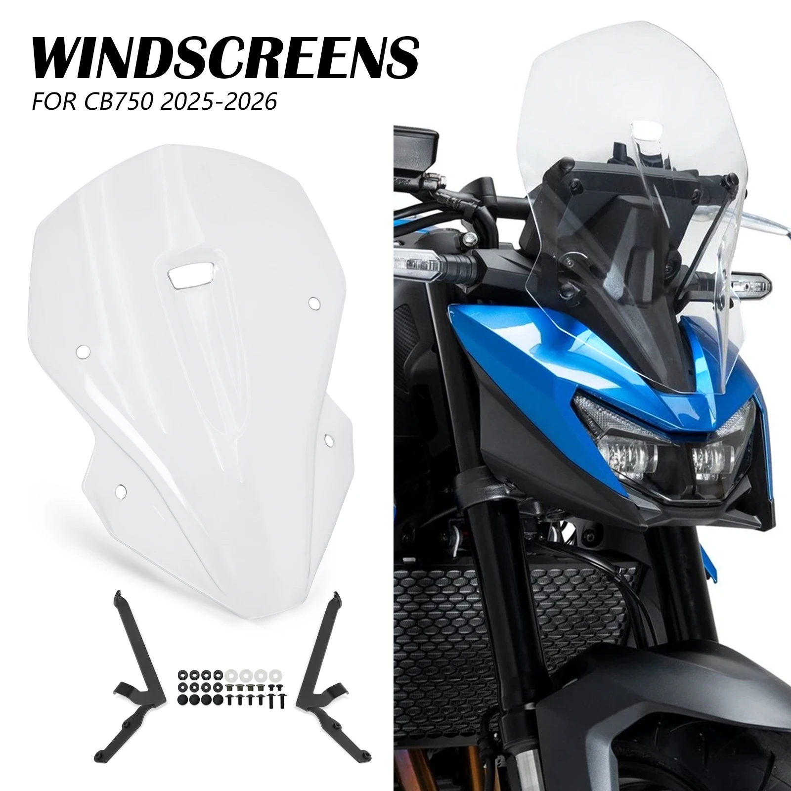 

Для мотоцикла CB750 Hornet 2025-2026: модифицированное ветровое стекло, передний ветрозащитный экран, защита от дождя, дефлектор.