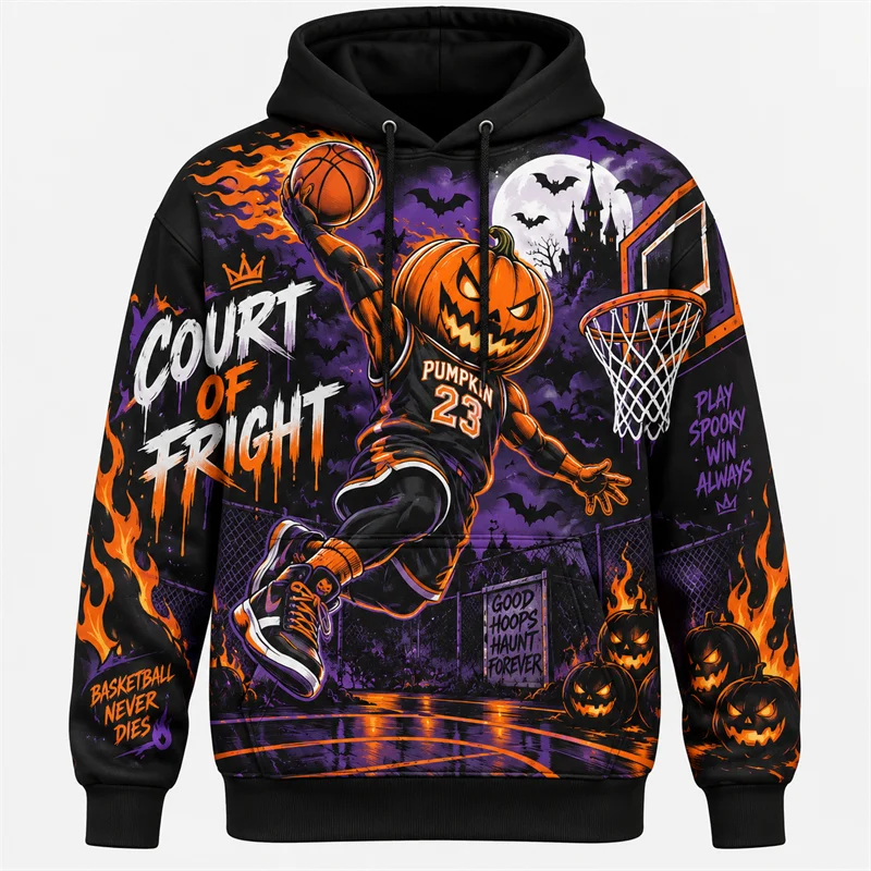 Halloween Hoodie 2026 Trendy 3D Print Gothic Streetwear Oversized Pullover Ghost Pumpkin Skull Witch Horror Vintage Casual