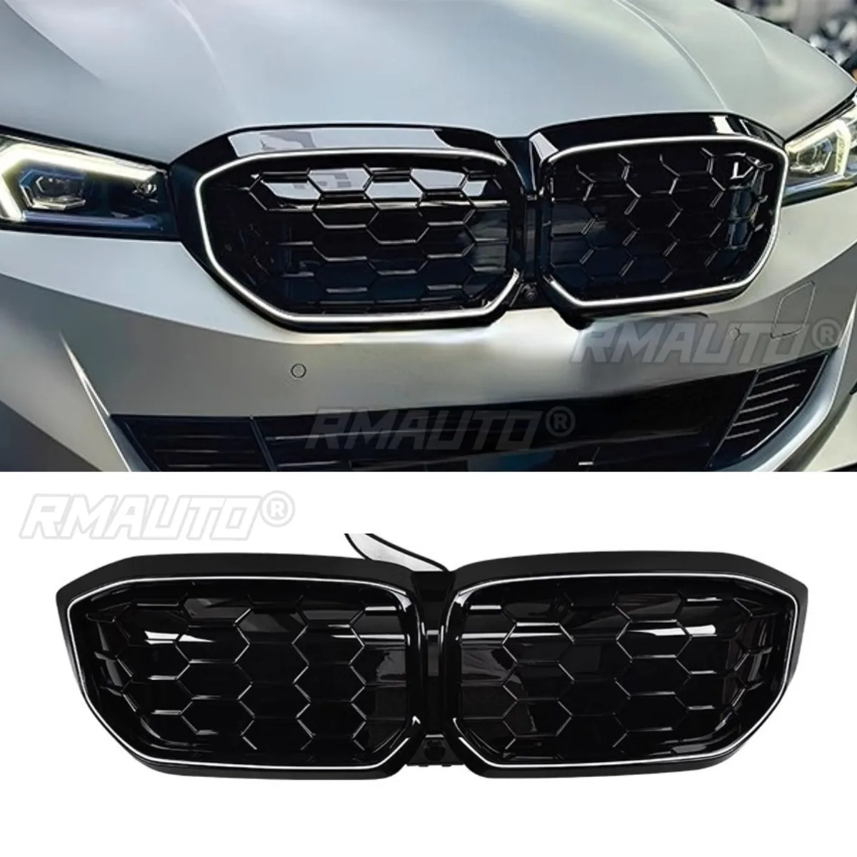 Car LED Bumper Grill Decorative Strips Racing Grille Body Kit Front Bumper Grill For BMW i3 2022-2025 Exterior Part