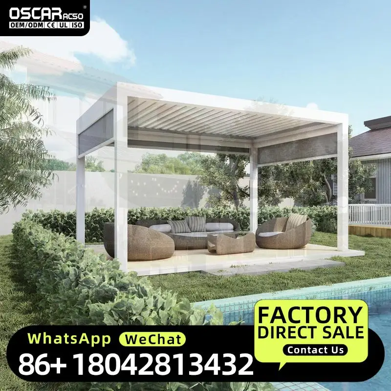 10x10ft 10x13ft 13x13ft 13x19ft Outdoor Garden Waterproof Aluminium Louvered Gazebo Pavilion Pergola