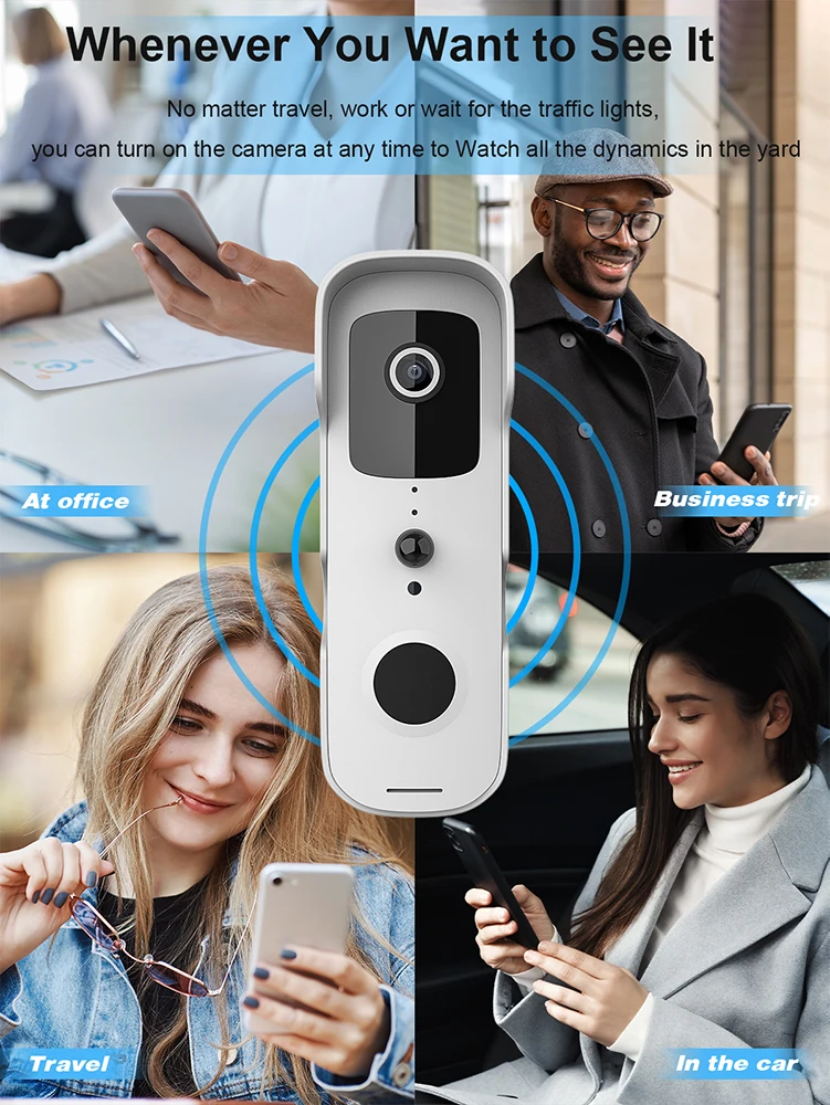 Saikiot Tuya Smart Wifi 2.4G Video Deurbel Camera Video Intercom 1080P Bewegingsdetectie Tweeweg Audio Draadloze Video Deurbel