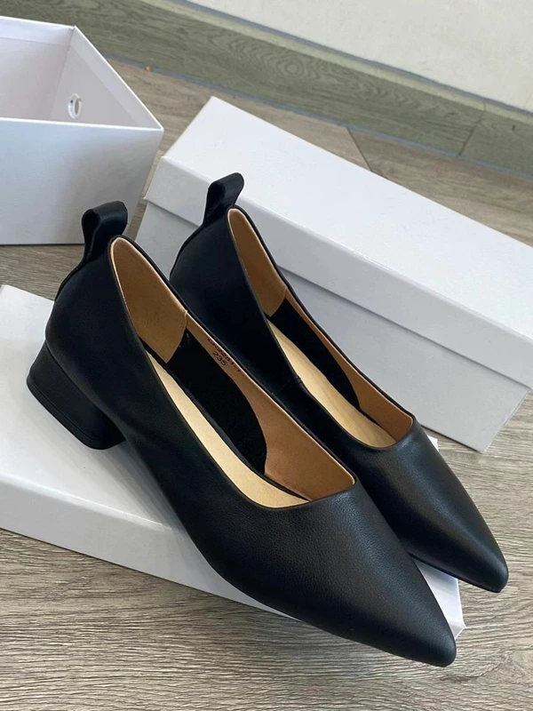 Maxdutti Lefu Shoes Casual and Elegant Slip-On Loafers Women French Fashion Genuine Leather Women's Heel Shoes Woman