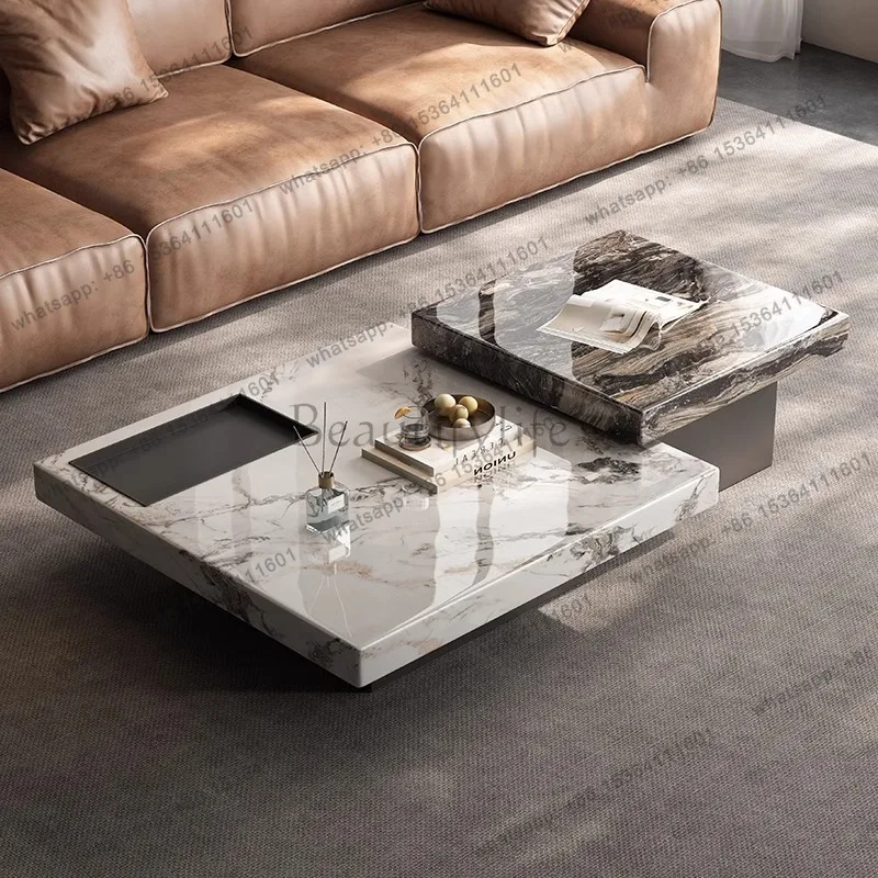

Modern simple light luxury large coffee table high-end new combination square art style creative coffee table