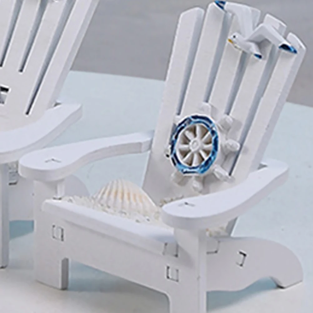 

Beach Chair Decoration Miniature White Sand Chair for Dollhouse Ocean Theme Props Lightweight Fade Resistant Mini House Ornament