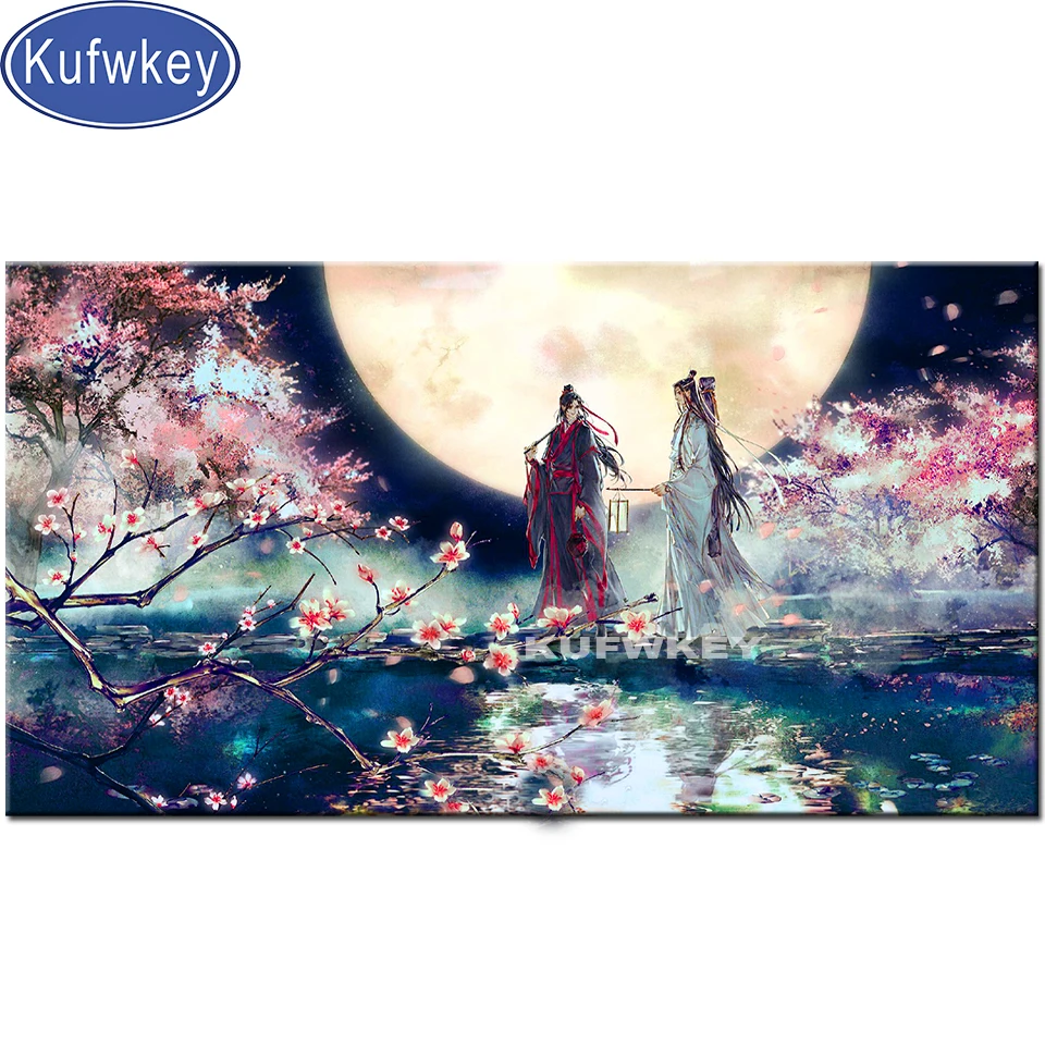 Fantasy para Anime Mo Dao Zu Shi We Wuxian diamentowy obraz mozaikowe rękodzieło ścieg krzyżykowy pełny kwadratowy/okrągły obraz ścienny