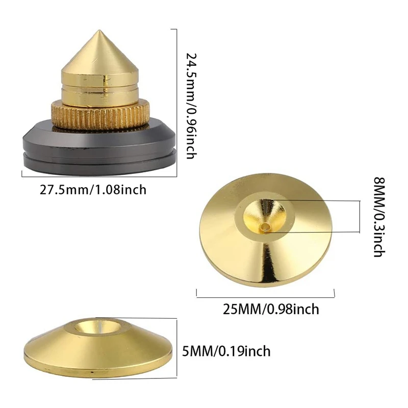 4 Set Speaker Spikes,Speaker Stands Subwoofer Audio Speaker Turntable Isolation Stand Feet Cone Base Pads With Adhesive
