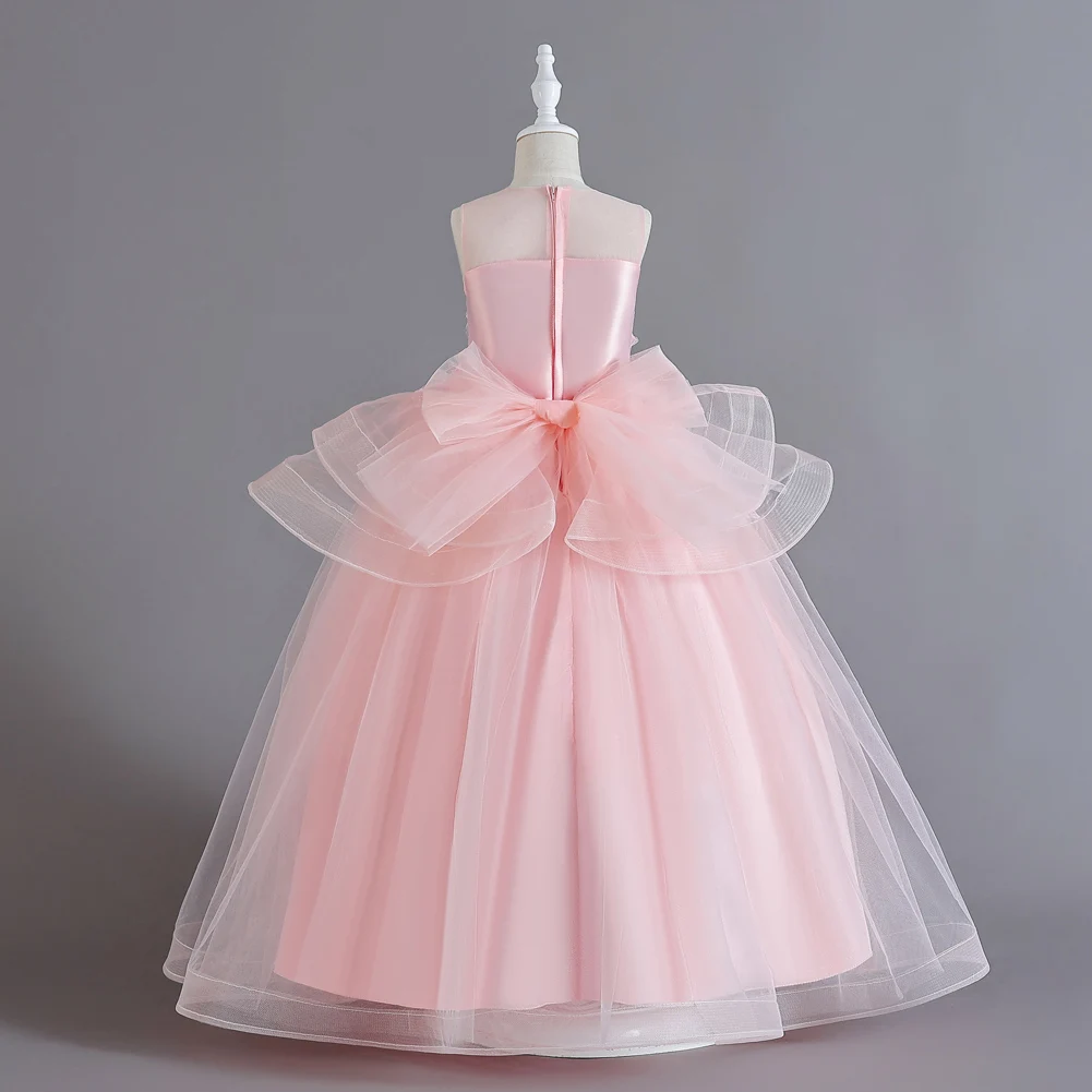 5-14 Years Girls Birthday Party Gowns Tutu Kids Princess Pageant Dresses Embroidery Flower Girl Bridesmaid Dress Junior Teenager