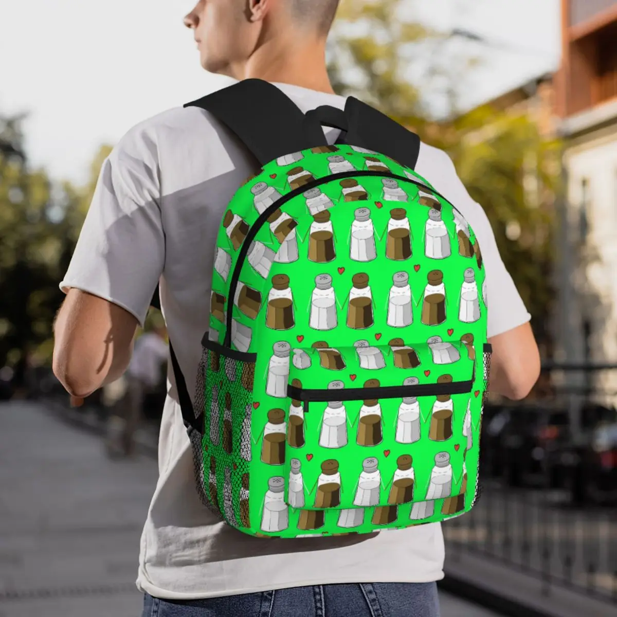 Salt And Pepper Doodle Love Backpack Daypack Large Capacity Kids BookBag School Bag Shoulder Bags for Men Women