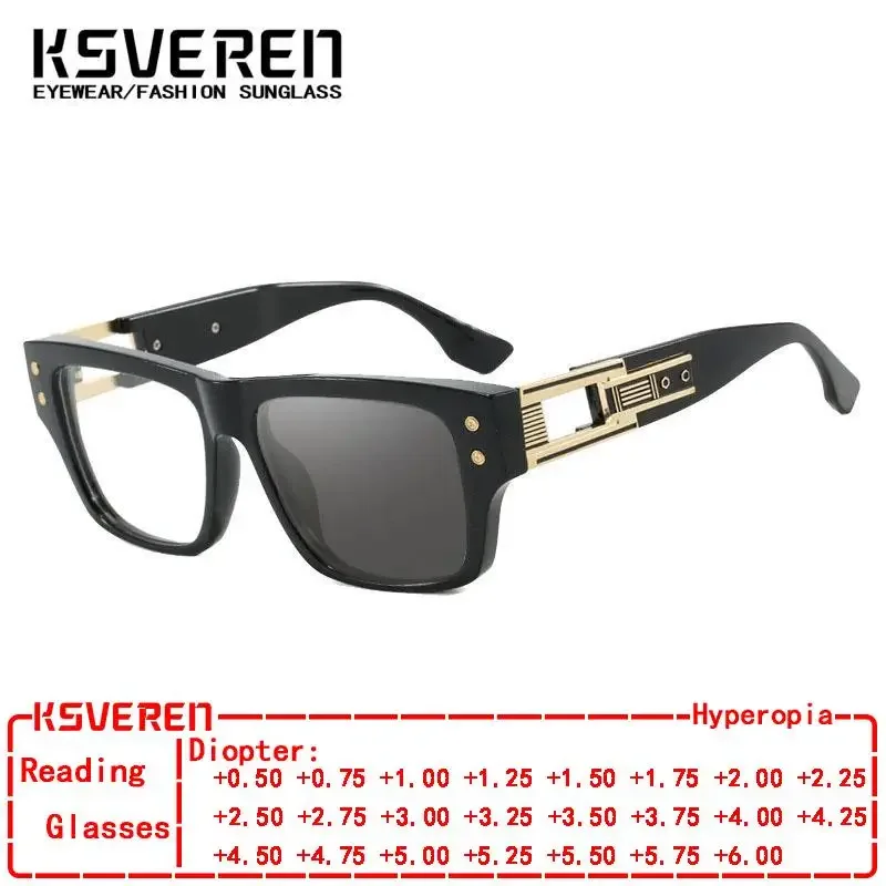 

Men Square Photochromic Reading Glasses Fashion Thick Frame Vintage Presbyopic Glasses Outdoor Discolored Prescription Glasses