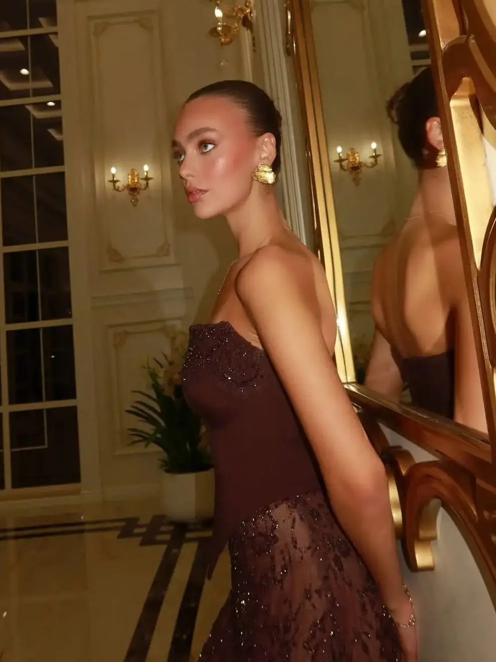 فساتين سهرة أنيقة من Ofherown مطرزة بالترتر والدانتيل بدون حمالات مشد حورية البحر فستان حفلات فيستدوس دي فييستا لحفلات الزفاف