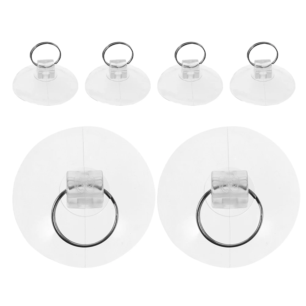 

6pcs Suction Cup Hooks Transparent Rubber Strong Power No Trace Glass Bath Kitchen Office Decor Hanging Storage