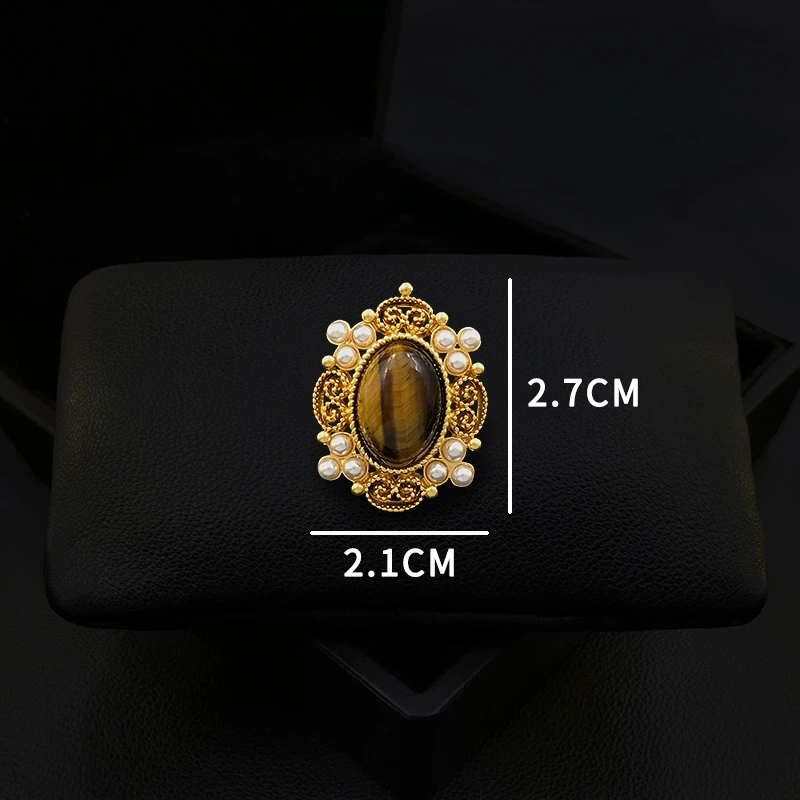 1858 Exquisite Retro Small Oval Pearl Brooch Women's Suit Sweater Neckline Pins Corsage Luxury Badge Clothes Accessories Jewelry