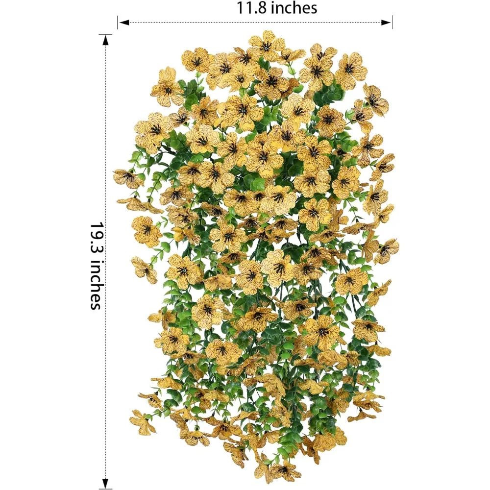 زهور صناعية معلقة من HyeFlora للديكور الخارجي، قطعتان من الأقحوان المزيفة مع أوراق الأوكالبتوس لشرفة ساحة الحديقة