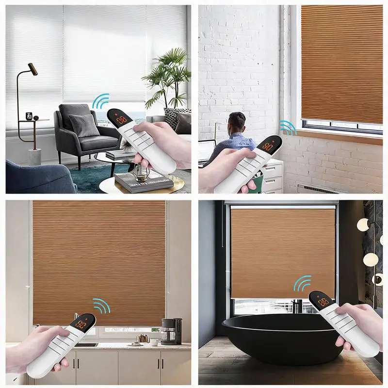 Lithium Battery Smart Remote Control Honeycomb Roller Shutters for Bedroom & Office