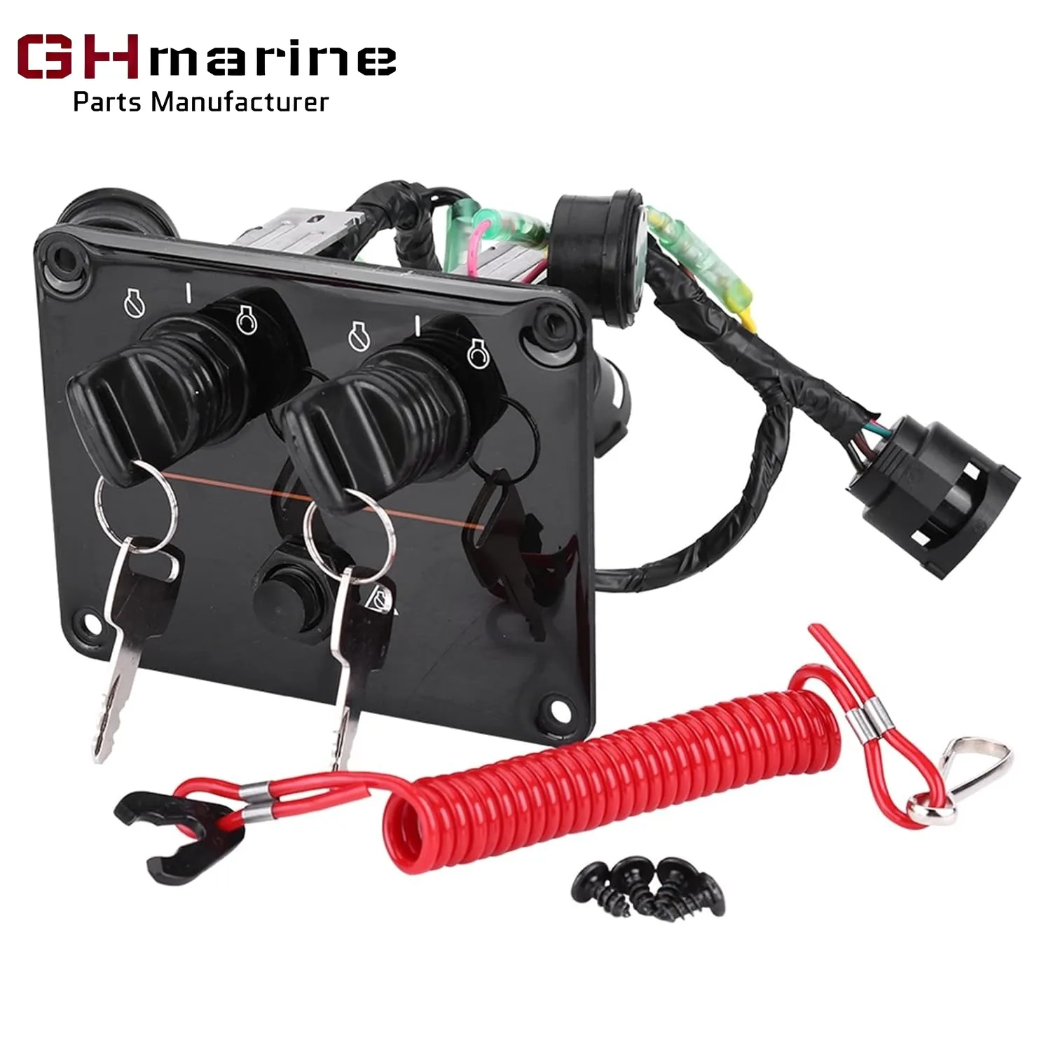 Dual Key Switch Assembly Metal Plastic Engine Penel for Yamaha Outboard Double Vertical Control 6K1-82570-08