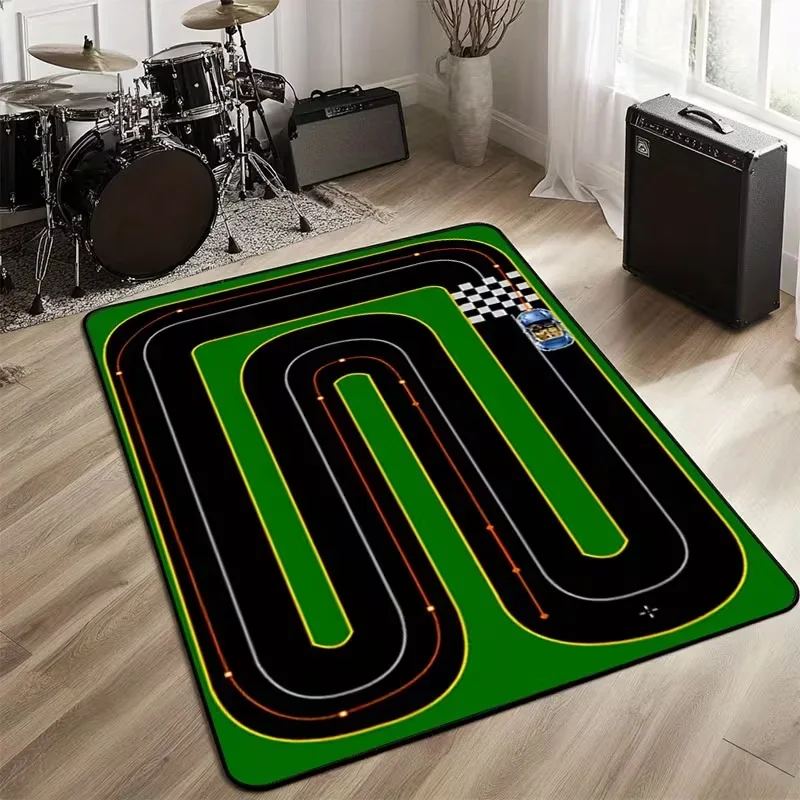 Toy Car City Play Mat Interactive Roadway Rug Educational Non Slip Floor Carpet for Kids Bedroom Playroom Decorative Game Mat
