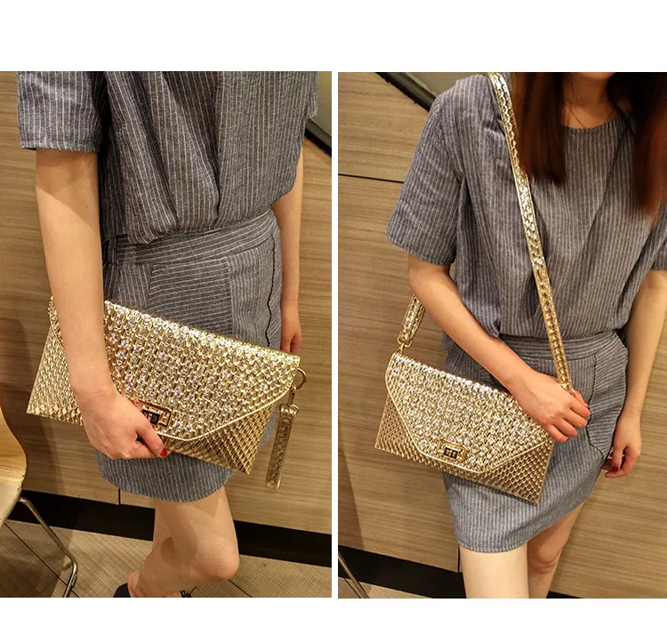 Luxury party diamonds ladies evening bag PU Leather female Shoulder bags small Envelope Clutch purse Wrist bag Women Clutches