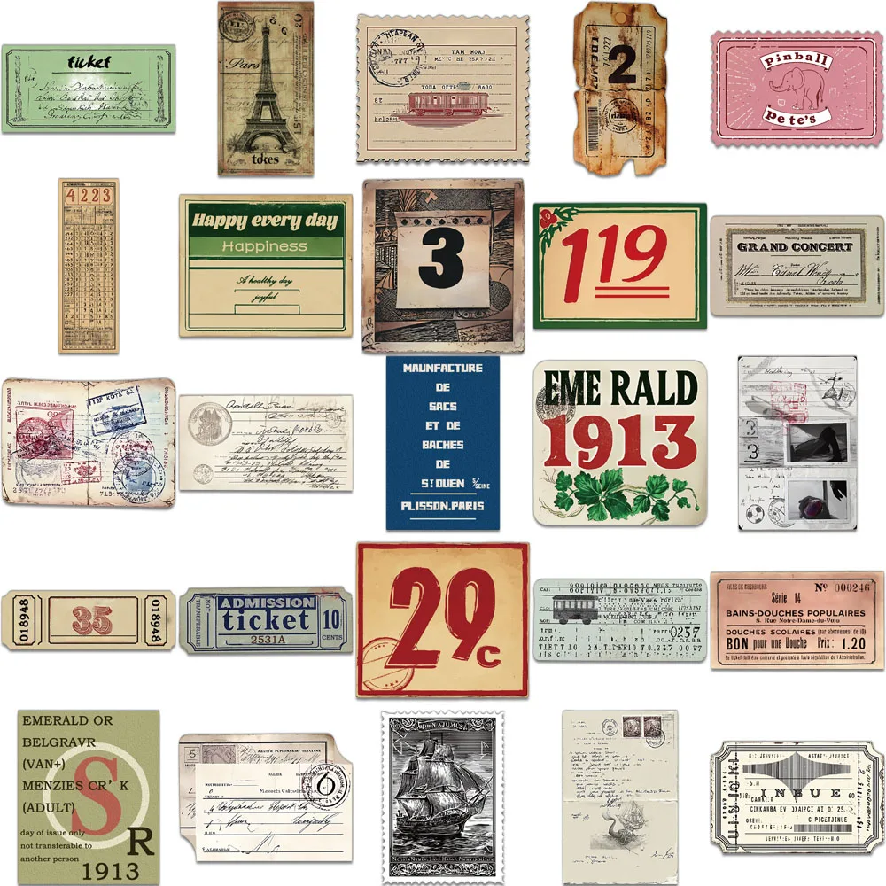 50PCS Creative Retro Design Stickers, Envelope Sealing Stickers, DIY Notebook, Water Cup, Glasses Box, Phone Stickers