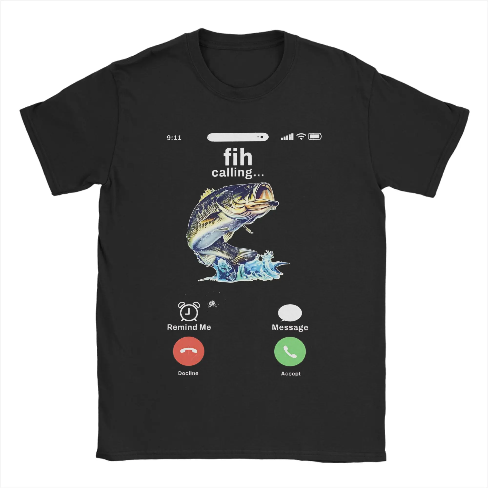Fih Calling Remind me Message Tshirts Unisex Cotton Tops Shirts Retro  Round Neck Short Sleeve