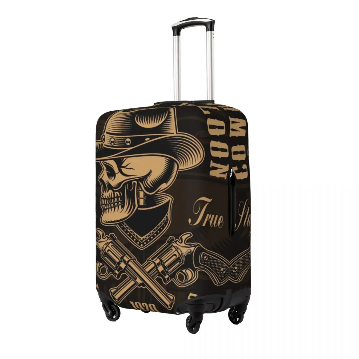 Cowboy Skull With Crossed Handguns Print Luggage Protective Dust Covers Elastic Waterproof 18-32inch Suitcase Cover