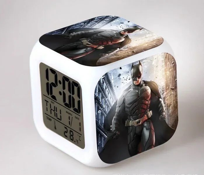 DC Anime Figure Batman Colorful Color Changing Electronic Alarm Clock Home Decoration Children Student Supplies Birthday Gifts