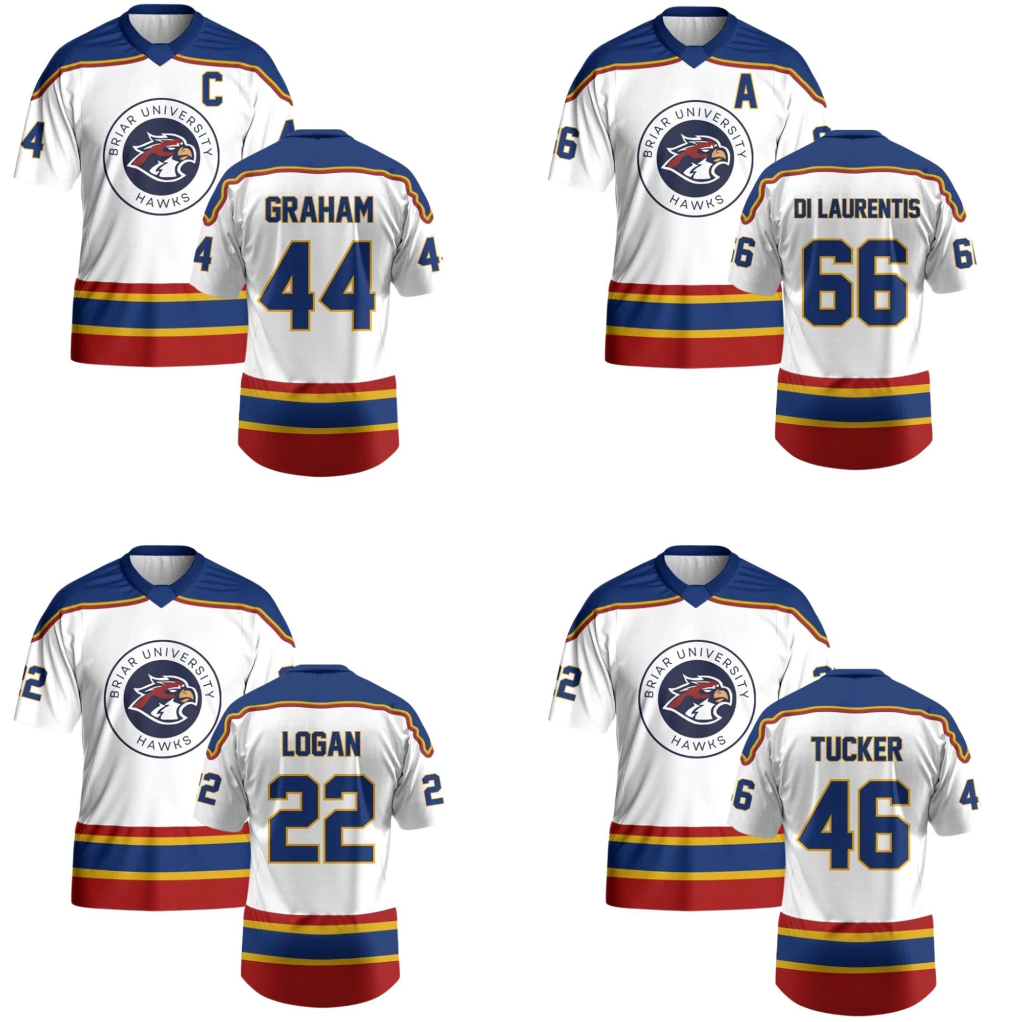 Hot Briar University Hawks Jersey, Garrett Graham 44 Off Campus Inspired Hockey Fan Shirt, College Romance Merch