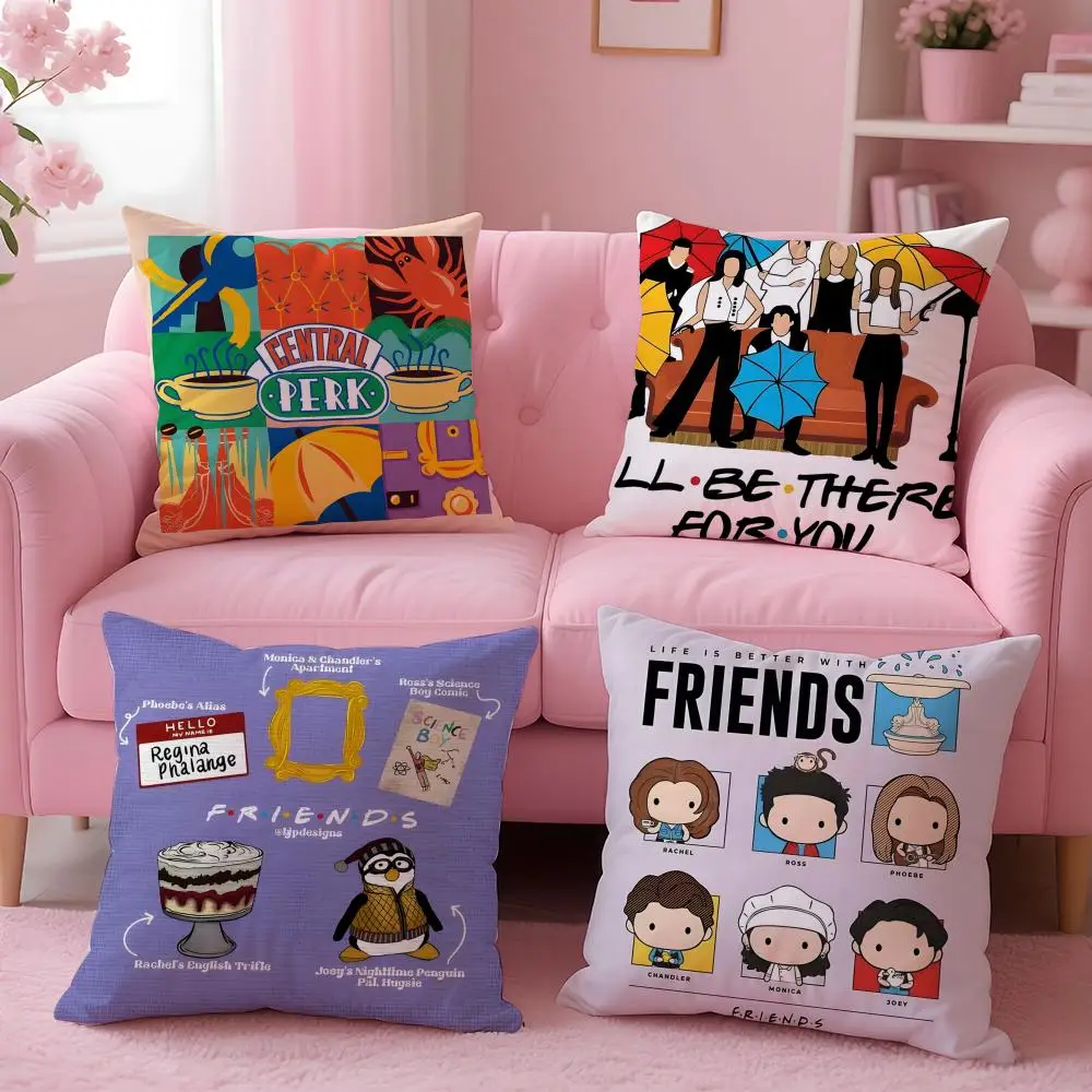 TV F-Friends Cushion Cover Breathable Linen Pillowcase Summer Odorless Eco-Friendly Invisible Zipper Washable