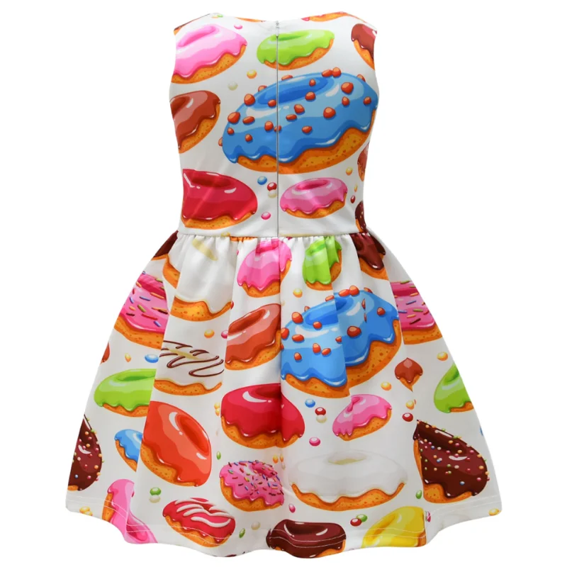 Kids Clothes Dresses for Girls Cute Donuts Bow Dress Baby Girls Birthday Party Princess Dress Toddler Girl kawaii Vestidos