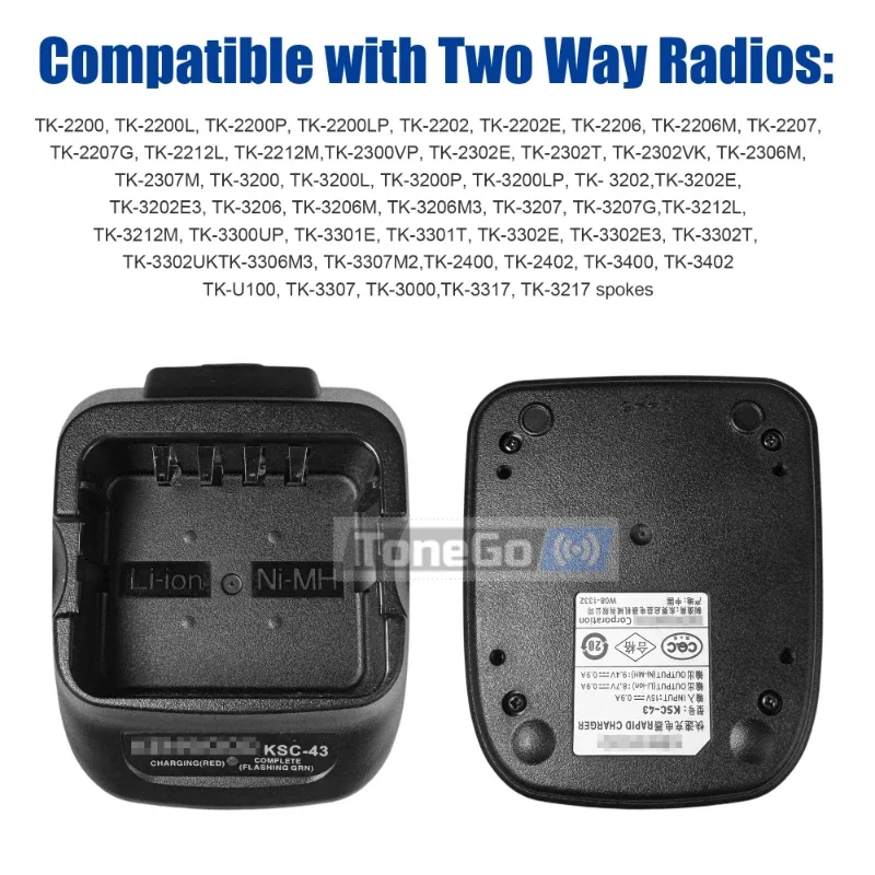 KSC-43 Charger Base Compatible with Kenwood TK3300 TK3402 TK2207 Two WayRadio KNB-45L KNB-29N KNB-65L Battery Rapid Charger Dock