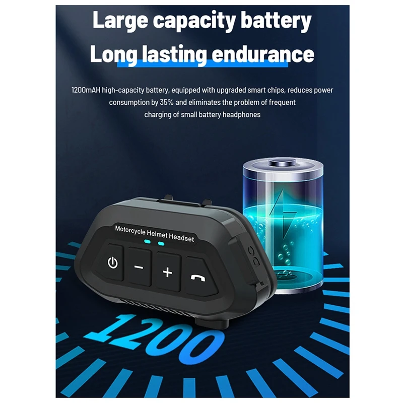 جديد دراجة نارية خوذة سماعة رأس بخاصية البلوتوث مقاوم للماء سماعة الحد من الضوضاء اللاسلكية حر اليدين Ip67 مقاوم للماء