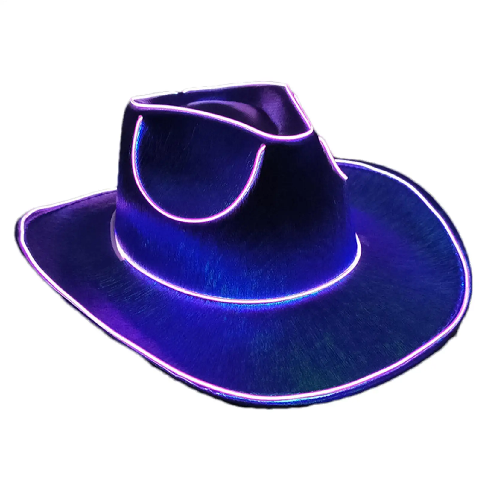 With LED Lights Cowboy Cowgirl Hat Luminous Light UpCap Western Cowboy Hat For Dancing Party Dress Up Pearlescent Cowgirl Hat