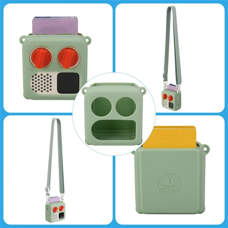 Casing Silikon ABKI-TXESIGN untuk Yoto Mini (Edisi 2024) dengan Tali Bahu Dapat Disesuaikan Hijau
