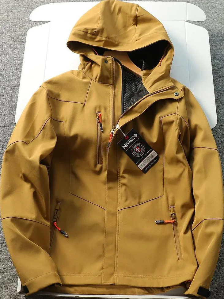 

Outdoor Tactical Jaet Men's Casual Waterproof Windproof Hooded Coat Autumn Winter Leisure Faion Stand Fit Zipper Closure