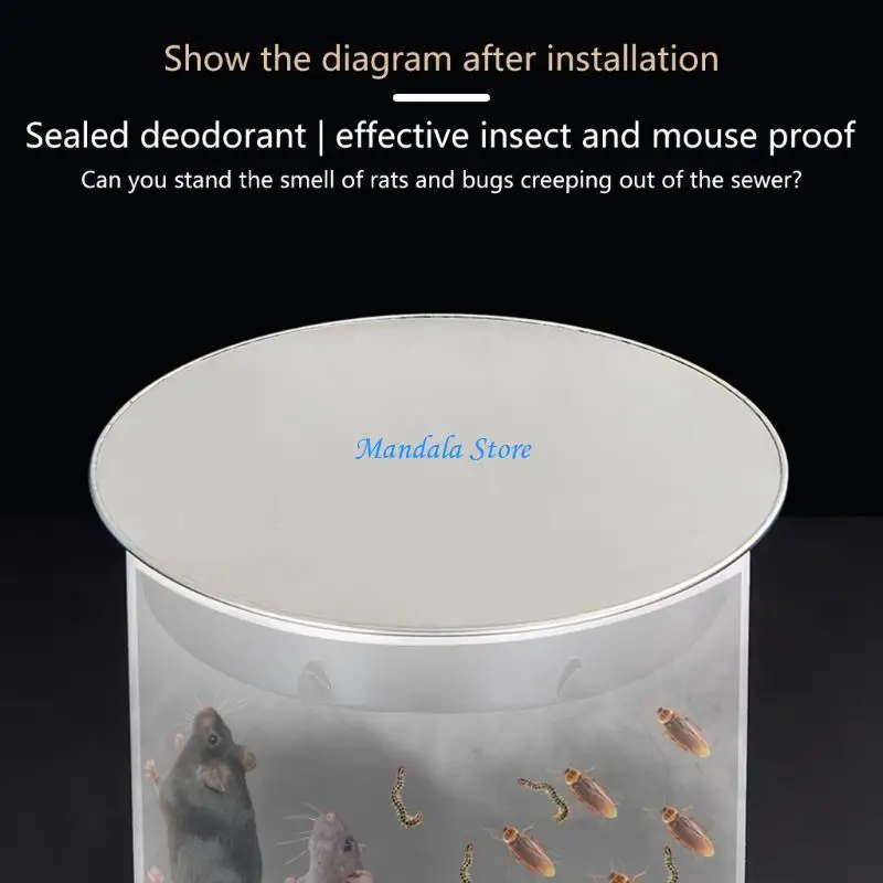 U2JC Stainless Steel Chimney Flue Pipe Cover Vent Hole Protectors Odor Blocking 180mm