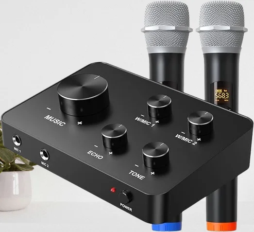 Portable high definition audio overlay dual wireless microphone receiver